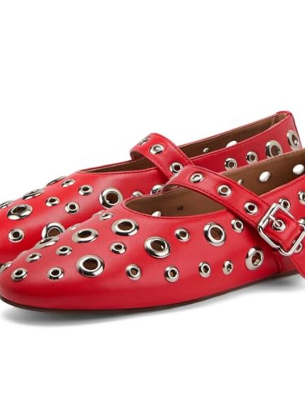 Women's Mesh Ballet Flats with Buckle Strap - Comfortable Perforated Daily